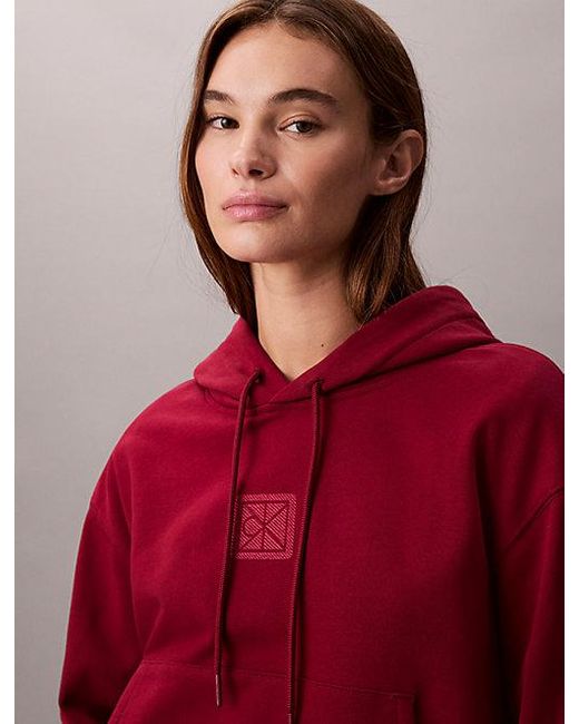 Calvin Klein Red Premium Terry Hoodie