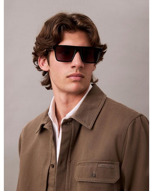 Calvin Klein Black Modified Rectangle Sunglasses Ck25501S for men