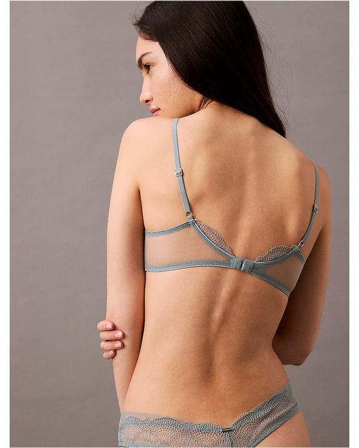 Calvin Klein Gray Ck Geo Lace Unlined Plunge Bra