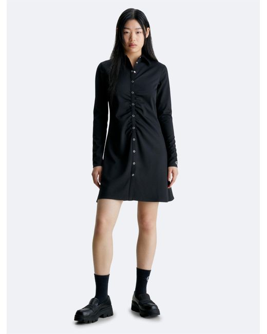 Calvin Klein Slim Buttondown Shirt Dress in Black Lyst