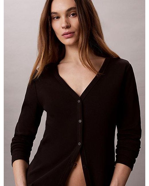 Calvin Klein Black Jeans Slim Ribbed Cotton Cardigan