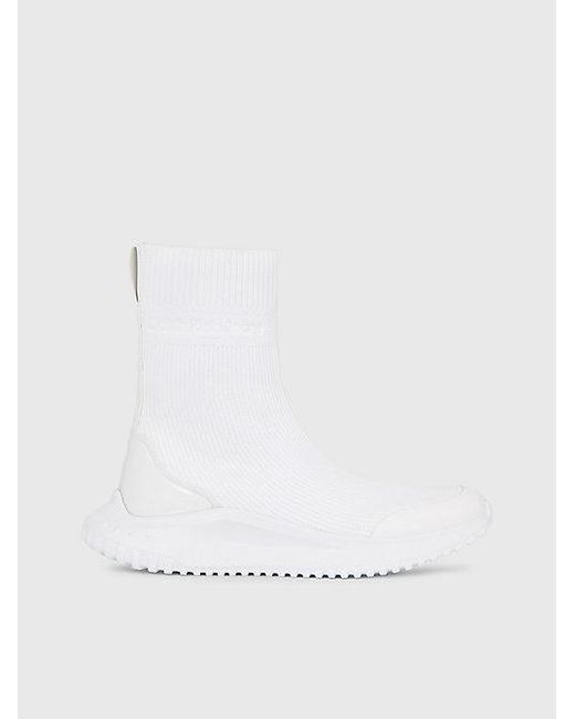 Calvin Klein High-top Sok Sneakers in het White