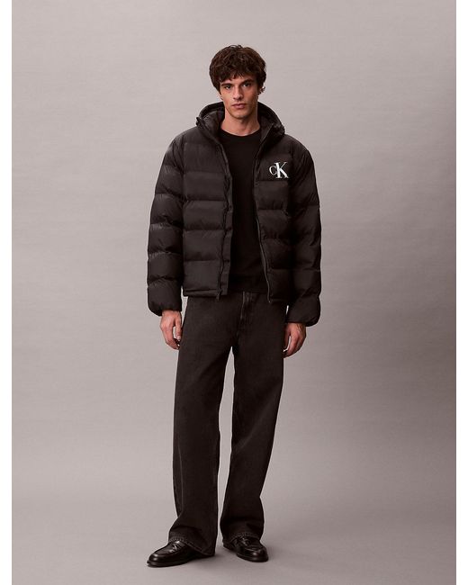Calvin Klein Black Monogram Puffer Jacket for men