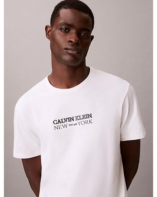 Calvin Klein White Ck Ny Crewneck Graphic Tee for men