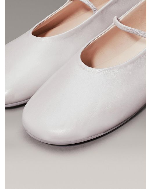 Calvin Klein Gray Pearlised Leather Ballerinas