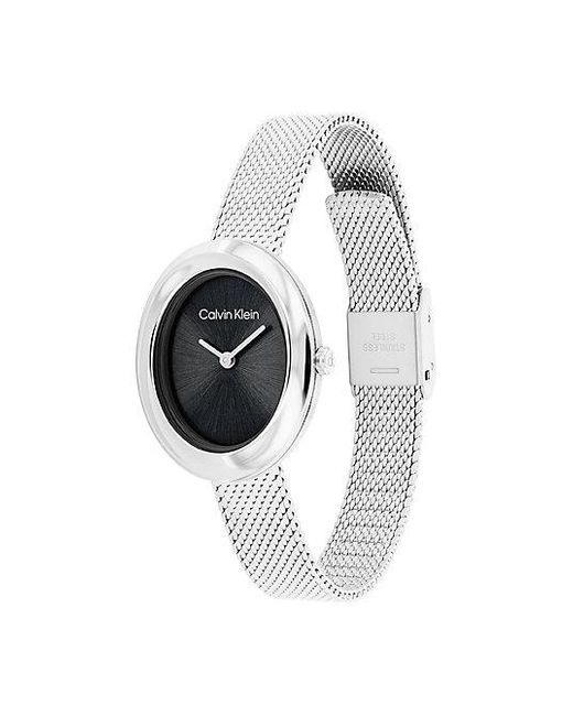 Calvin Klein Black 's Twisted Bezel Stainless Steel Watch – 24 Mm Oval