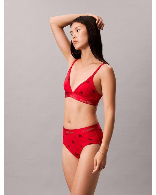 Calvin Klein Red Lightly Lined Triangle Bra