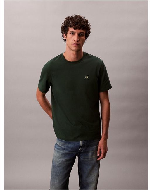 Calvin Klein Brown Embroidered Monogram Logo Relaxed T-Shirt for men