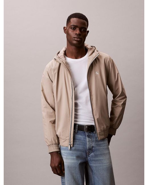 Calvin Klein Blue Hooded Ripstop Jacket for men