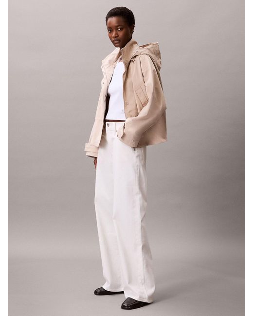 Calvin Klein Gray Relaxed Soft Nylon Hooded Jacket