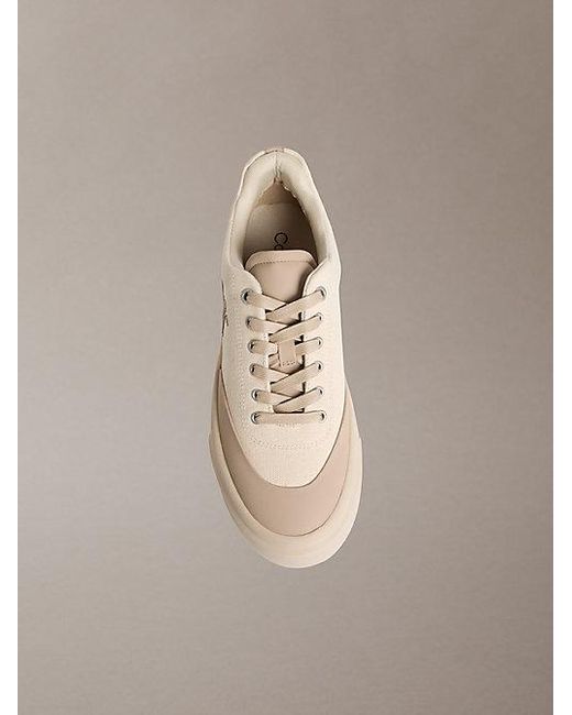 Calvin Klein Brown Sienna Canvas Logo Platform Trainers