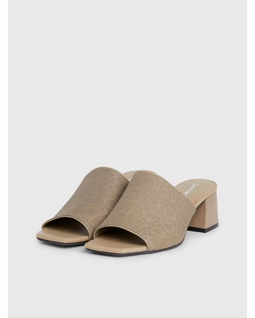 Calvin Klein White Logo Jacquard Heeled Sandals