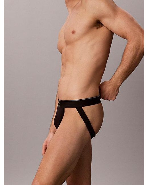 Calvin Klein Black 3 Pack Jock Straps Graphic Monogram Cotton for men
