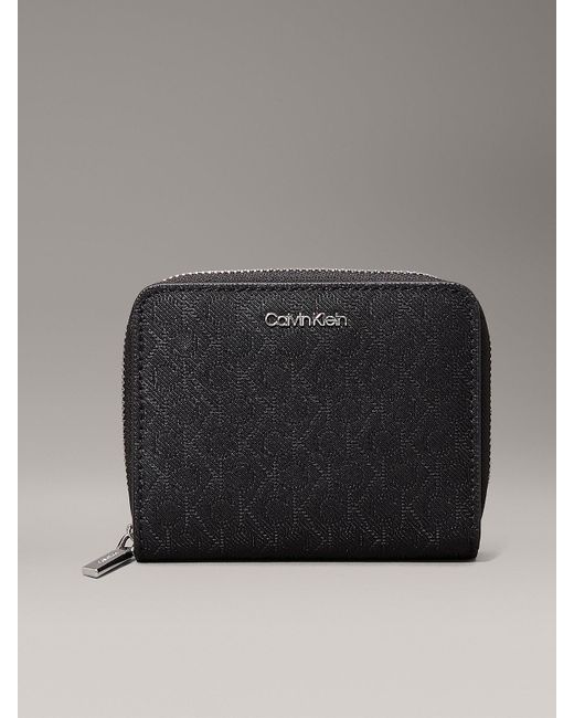 Portafoglio Con Zip Integrale Con Logo Rfid di Calvin Klein in Black