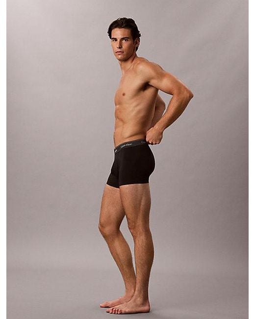 Calvin Klein Red 3 Pack Trunks Icon Cotton Stretch Metallic for men