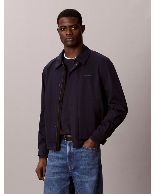 Calvin Klein Blue Matte Twill Zip-Up Blouson Jacket for men