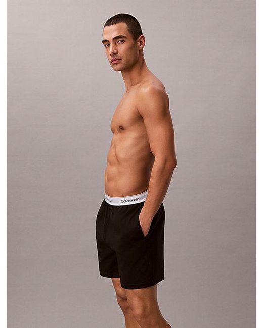 Calvin Klein Black Pyjama Shorts Icon Cotton for men