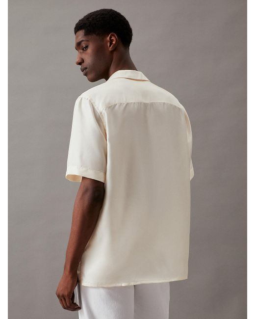 Calvin Klein White Silk Floral Shirt for men