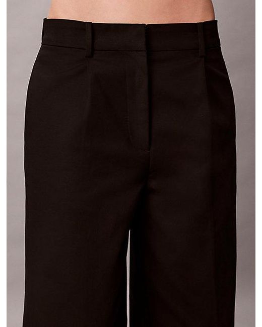 Calvin Klein Black Stretch Chino Pleated Wide Leg Trousers