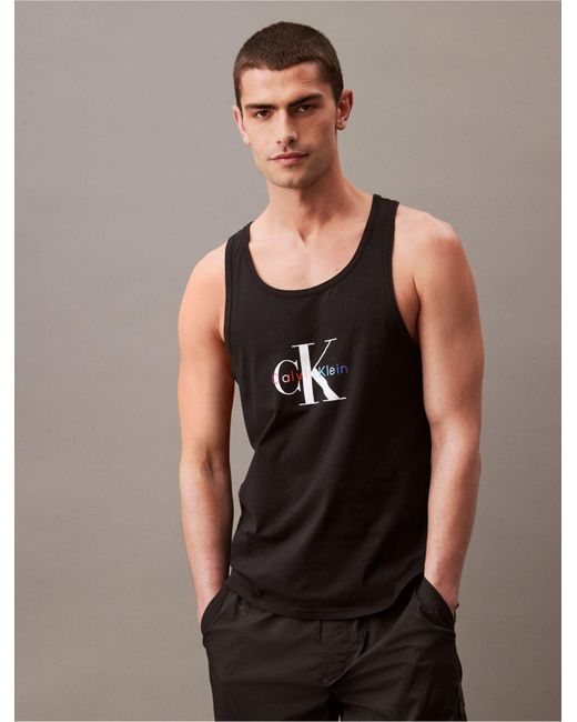 Calvin Klein Black Pride Monogram Logo Tank Top for men