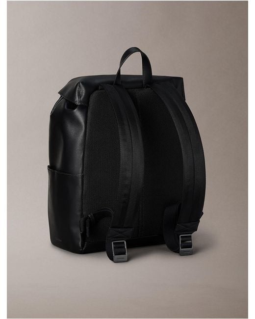 Calvin Klein Black Emblem Logo Flap Backpack for men