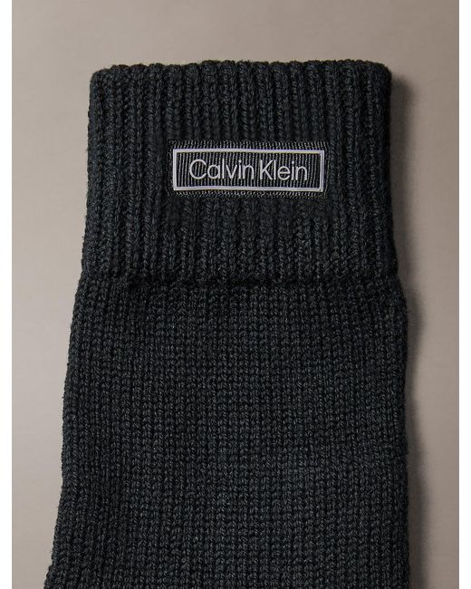 Calvin Klein Black Wool Cashmere Blend Touchscreen Gloves for men