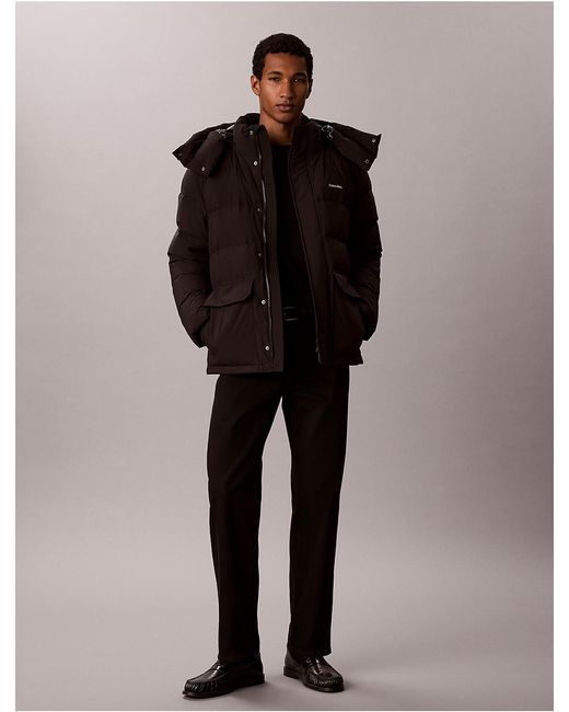 Calvin Klein Black Matte Hooded Down Puffer Jacket for men