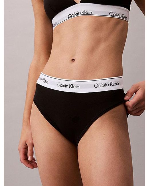 Calvin Klein Black High Waist Bikini Briefs Icon Cotton Modal