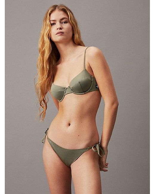 Calvin Klein Green Bikinihosen zum Binden - CK Monogram
