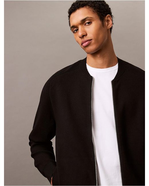 Calvin Klein Black Tech Knit Bomber Jacket for men