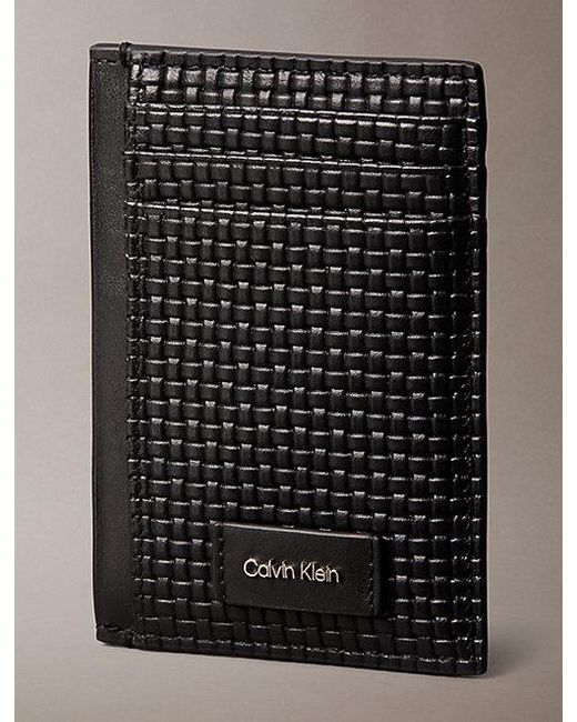 Calvin Klein Black Embossed Woven Card Case for men