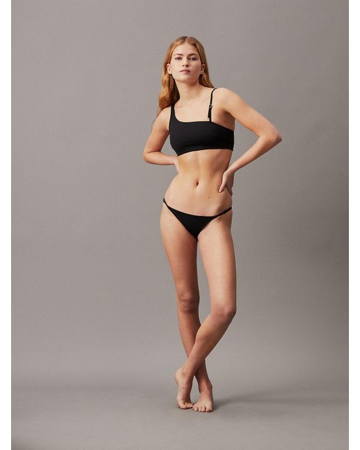 Calvin Klein Brown Bralette Bikini Top - Ck Micro Belt