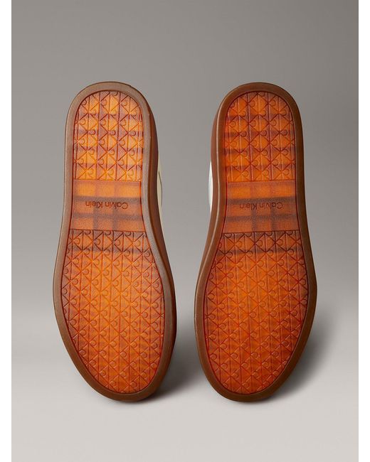 Calvin Klein Metallic Leather Logo Tape Trainers for men