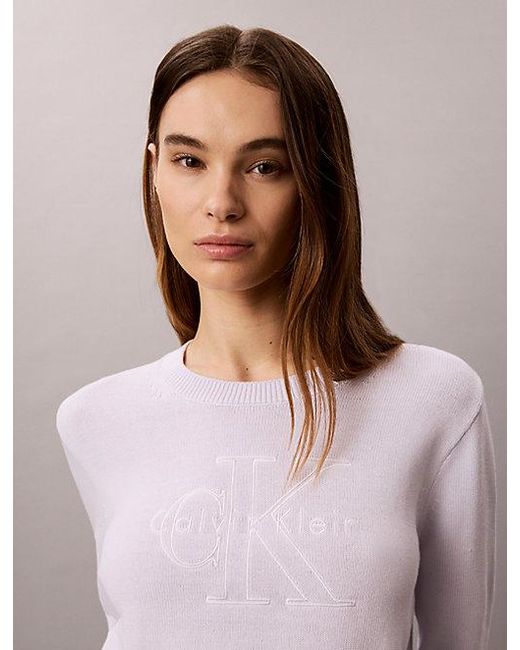 Calvin Klein Purple Jeans Monologo Outline Jumper