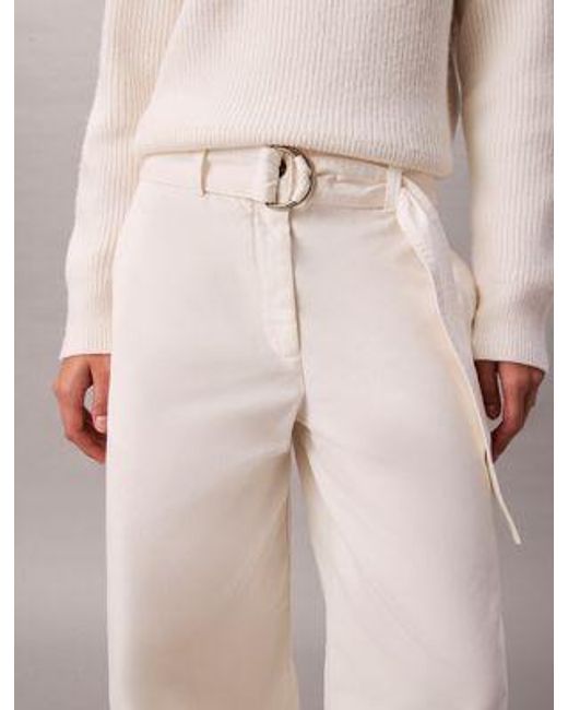 Pantalón holgado de algodón con cinturón Calvin Klein de color Natural