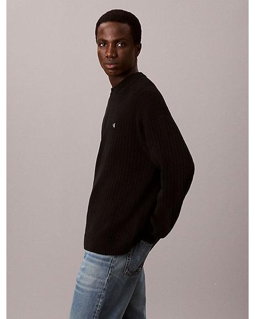Calvin Klein Black Jeans Cotton Ribbed Jumper for men