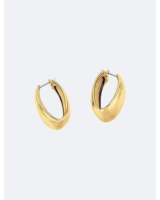 Calvin Klein White Jeans Sculpted Wide Hoop Earrings