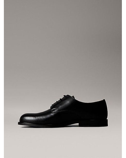 Calvin Klein Gray Leather Derby Lace Up Shoes for men