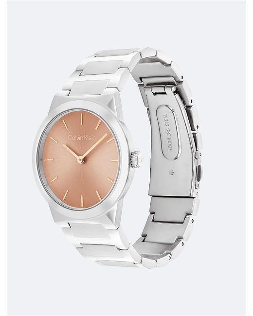 Calvin Klein White Minimalist Integrated Link Bracelet 32Mm Watch for men