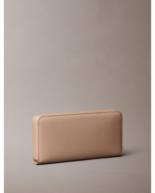 Calvin Klein Brown Monogram Hardware Long Zip Wallet
