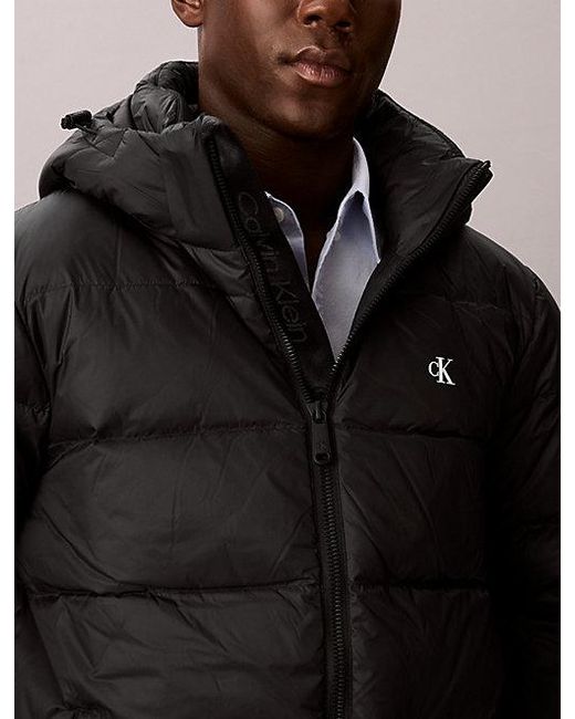 Calvin Klein Black Jeans Hooded Down Puffer Jacket for men