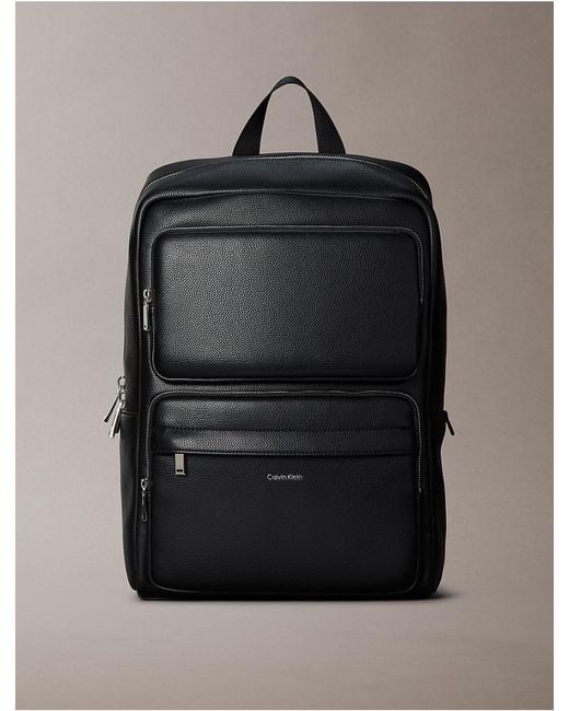 Calvin Klein Black Raised Logo Structured Backpack for men
