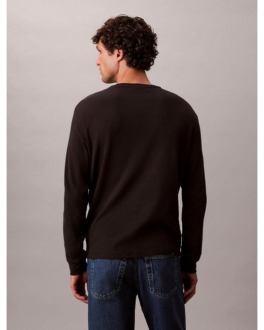 Calvin Klein Blue Long Sleeve Waffle T-Shirt for men