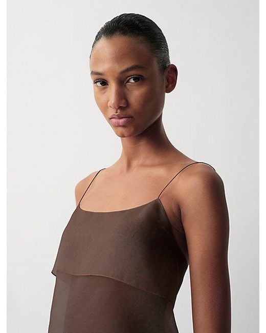 Calvin Klein Brown Carmen Sheer Tank Top