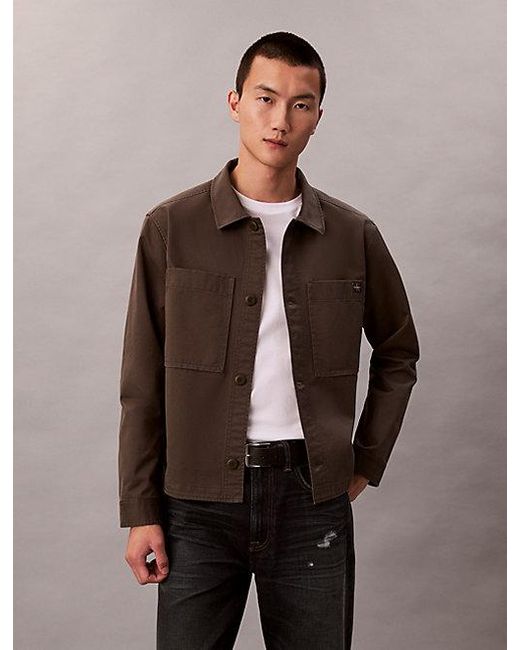 Calvin Klein Brown Jeans Relaxed Cotton Twill Overshirt for men