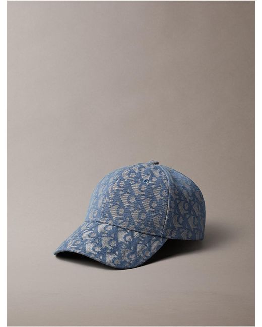 Calvin Klein Blue Allover Monogram Logo Baseball Cap for men