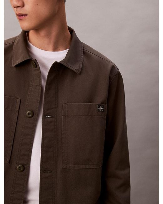 Surchemise Relaxed En Sergé De Coton Calvin Klein pour homme en coloris Brown