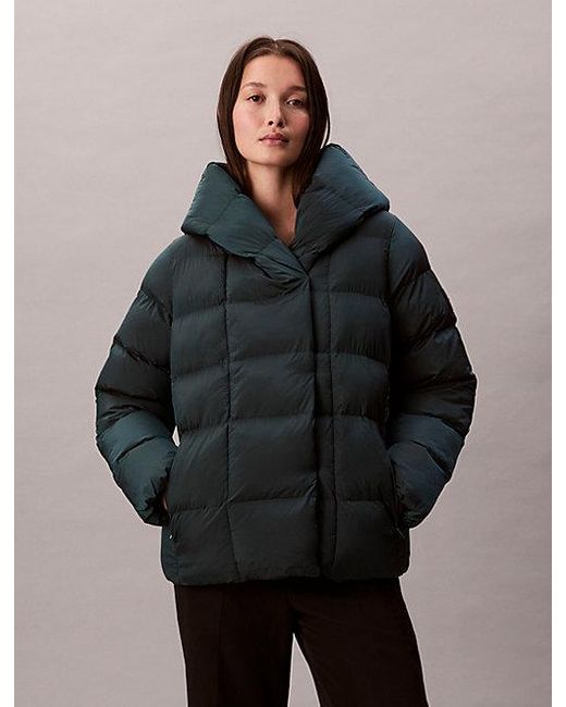 Calvin Klein Glans Wikkel-Pufferjack in het Black