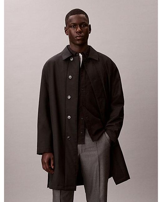 Calvin Klein Brown Tech Wool Blend Car Coat for men