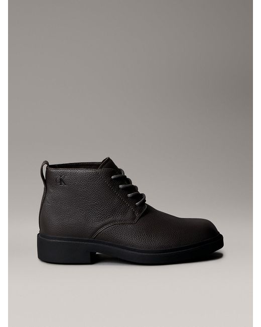 Calvin Klein Black Leather Airfit Lugged Desert Boots for men